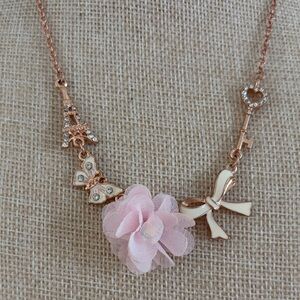 Dainty  Pink and Rose Gold Necklace with Charms